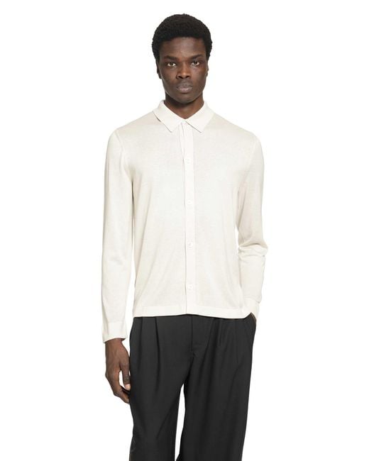 Lardini White Silk Knit Shirt for men