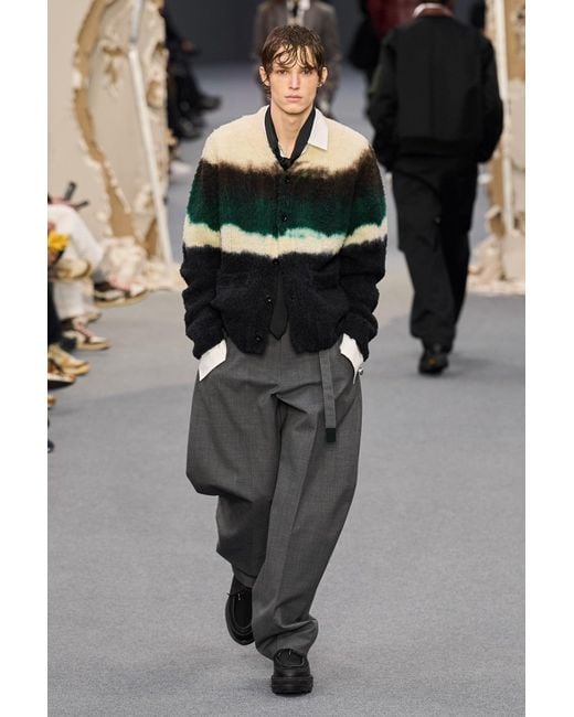 Sacai Black Chusen-Dyed Knit Cardigan for men