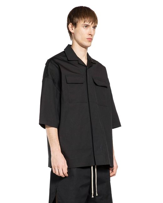 Rick Owens Black Oversized Buttoned Shirt for men