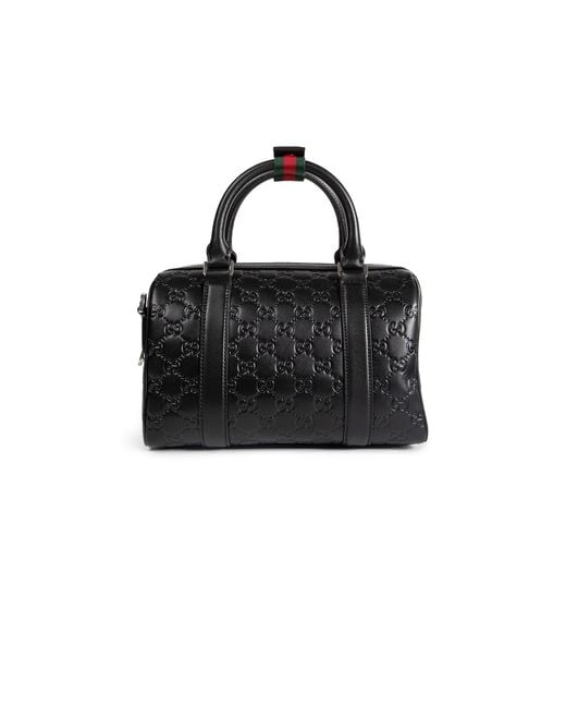 Gucci Black Gg Emblem Small Leather Duffle Bag for men