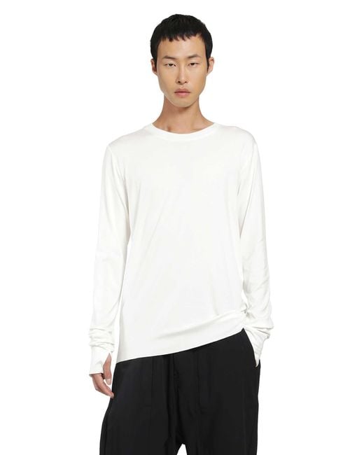 Thom Krom White Stretch Viscose Long Sleeve T-Shirt for men
