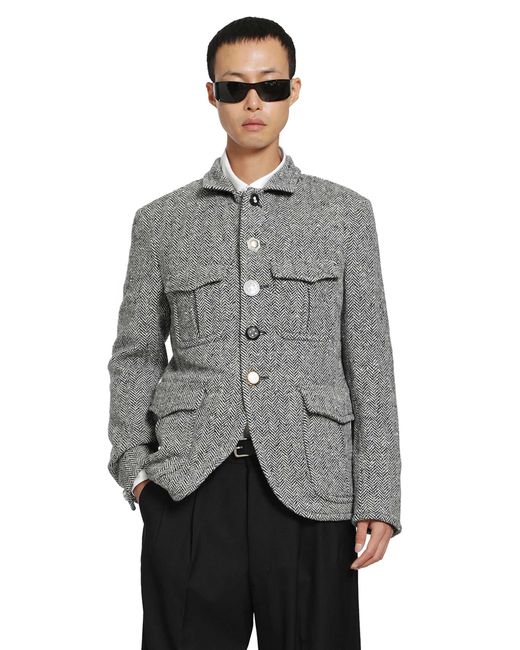 Junya Watanabe Gray Herringbone Wool Jacket for men