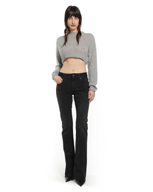 Balenciaga Gray Cropped Crewneck Sweater
