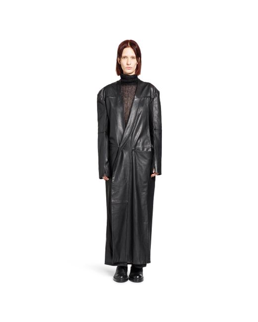 Yehuafan Black Leather Coat