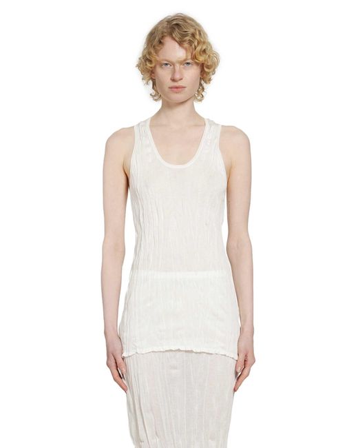 Totême  White Crinkled Knit Tank