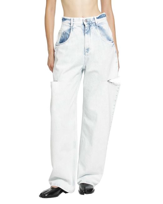 Maison Margiela Blue Bleached Cut-Out Jeans