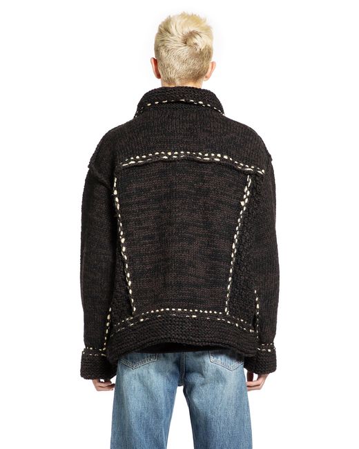 Kapital Black Wool Hand Knit Cowichan G-Jacket for men