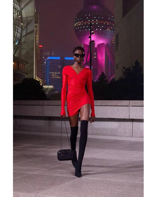 Balenciaga Red Draped Dress