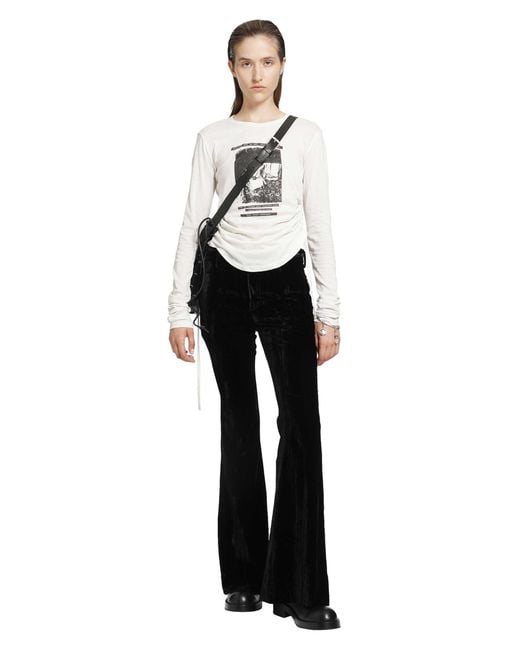 Ann Demeulemeester White Dot Wrinkled Cropped Long Sleeve Top