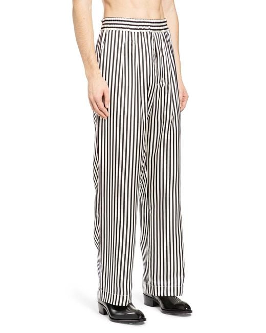Tom Ford Gray Fluid Silk Stripe Lounge Pants for men