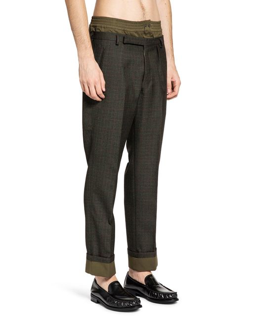 Prada Gray Check Wool Trousers for men