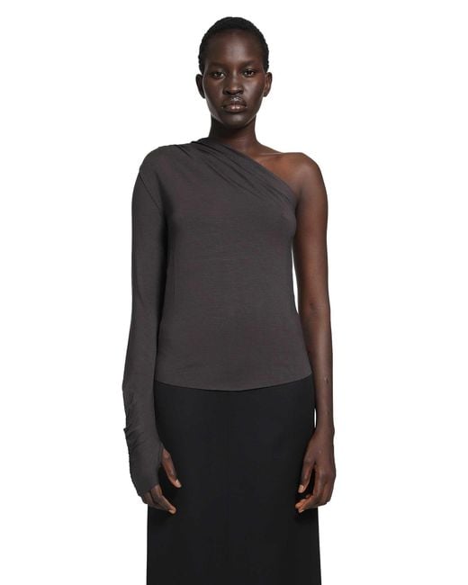 Thom Krom Black Stretch Viscose Off-Shoulder Top