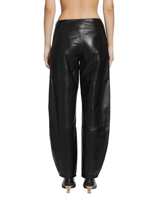 RETORI Black Leather Barrel Pants