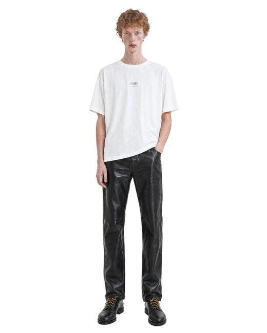 MM6 by Maison Margiela Gray Leather-Effect Trousers for men