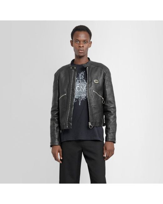 Acne Gray Leather Jackets for men