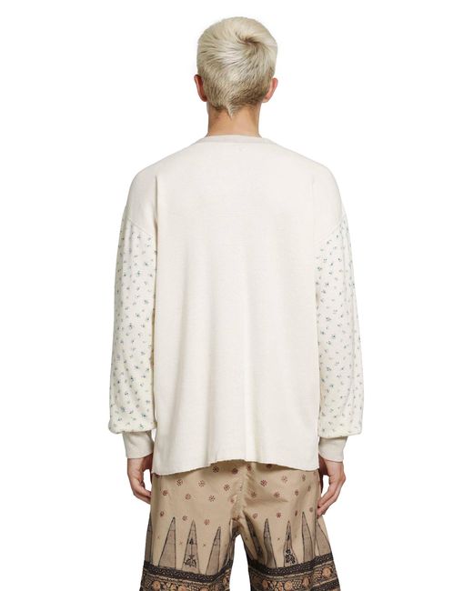 Kapital White Waffle Jersey Calico Long Sleeve T-Shirt for men