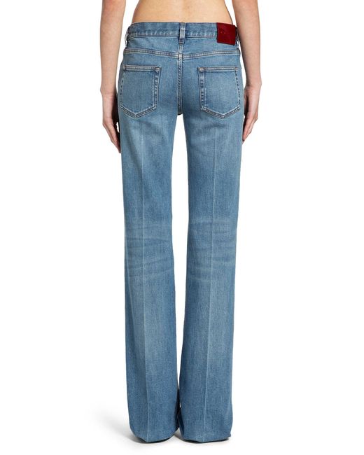 Gucci Blue Flared Stretch Cotton Denim Trousers