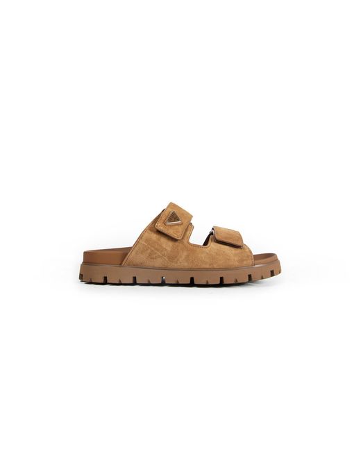 Prada Brown Suede Band Sandals for men