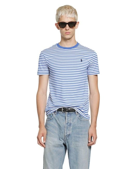 Polo Ralph Lauren Blue Custom Slim Fit Striped T-Shirt for men
