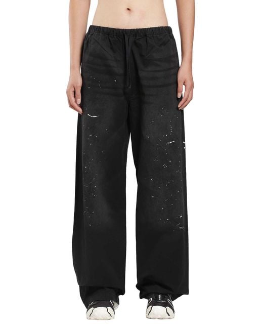 Acne Black Washed Cotton Drawstring Trousers for men