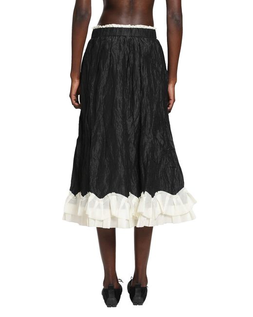 Renli Su Black Gathered A-Line Skirt