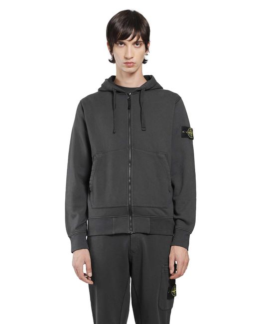 Stone Island Black 6100061 Zip-Up Hoodie for men