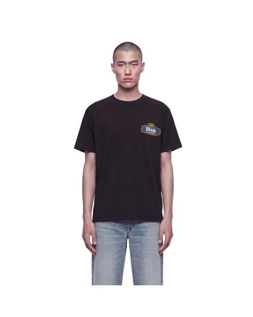 Rhude Black Racing Crest Tee for men