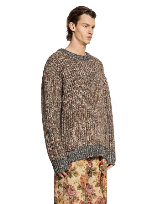 Song For The Mute Brown Thick Cable Knit Sweater for men