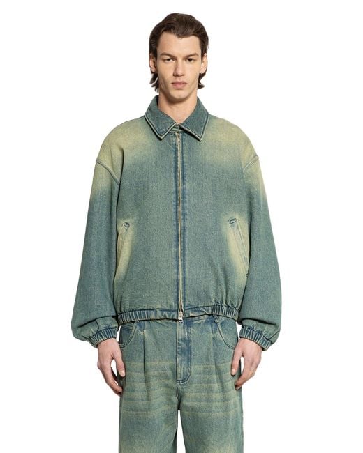 Song For The Mute Green Padded Denim Jacket for men
