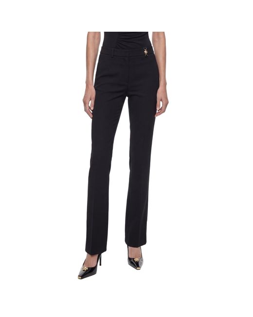 Versace Black Flared Stretch Wool Trousers