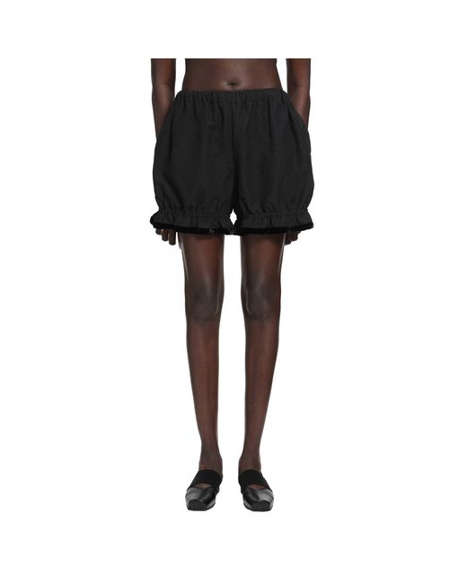 Renli Su Black Cotton Linen Balloon Shorts