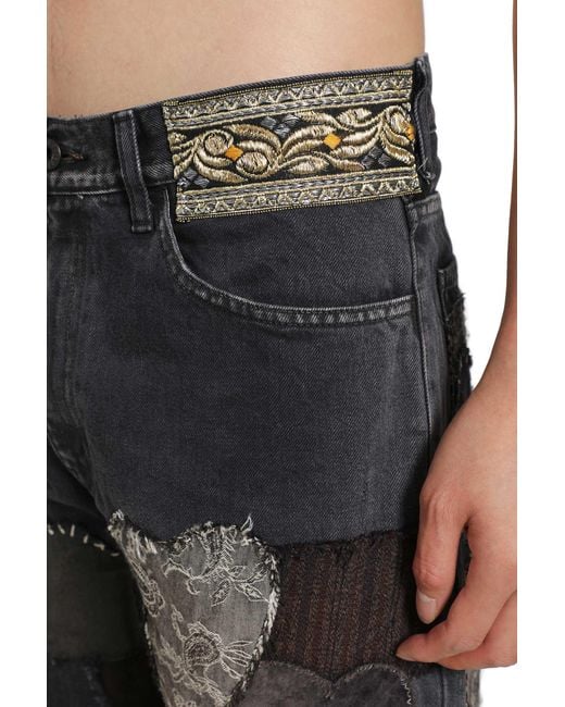 Kapital Black 14Oz X Denim 5P Rat Flare Pants for men