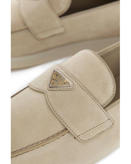 Prada White Saint-Tropez Suede Loafers for men