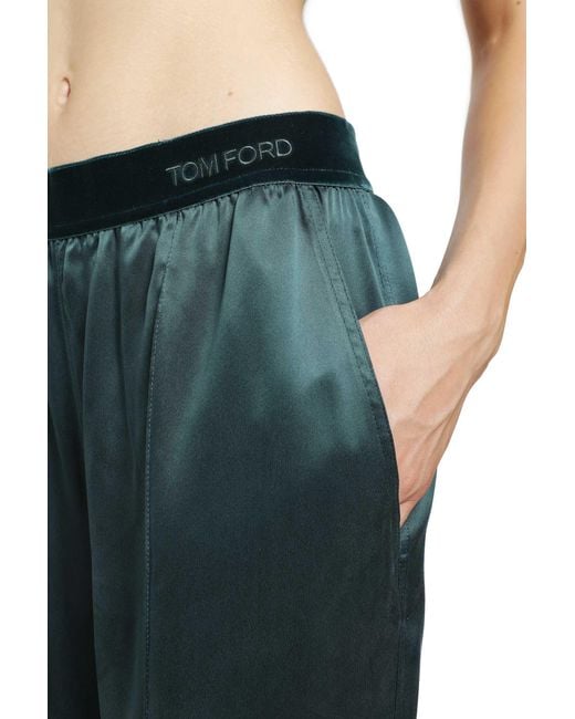 Tom Ford Green Silk Satin Pj Pants