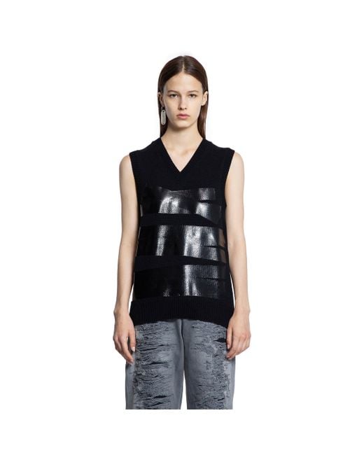 MM6 by Maison Margiela Black Taped Label Wool Vest