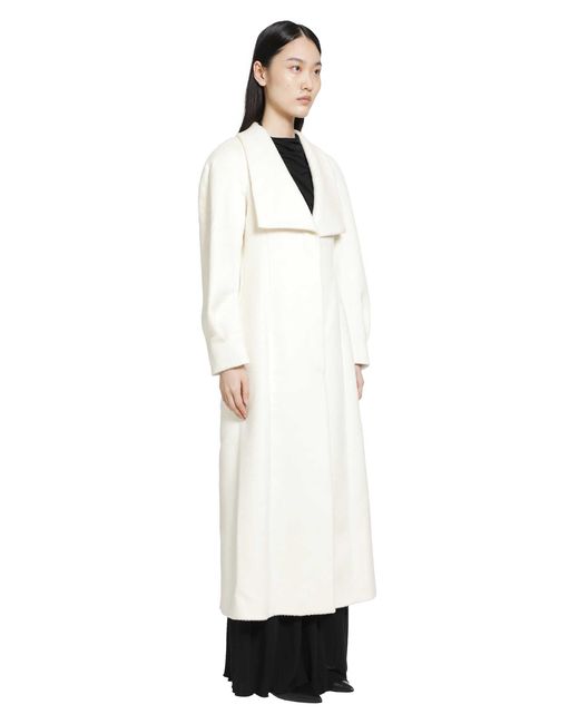 RETORI White Hourglass Brushed Llama Wool Coat