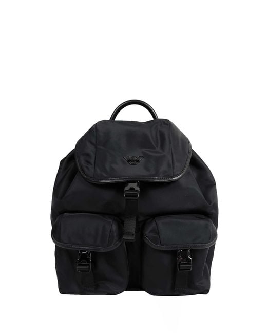 Emporio Armani Black Logo Backpack for men