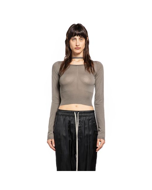 Rick Owens Brown Temple Cropped Pull