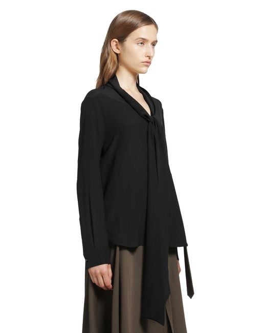 Burberry Black Silk Crepe De Chine Scarf Blouse