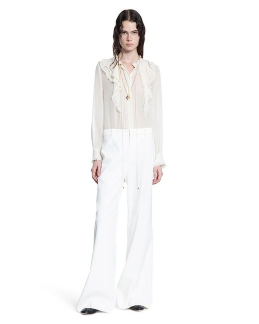 Chloé White Flared Trousers In Grain De Poudre