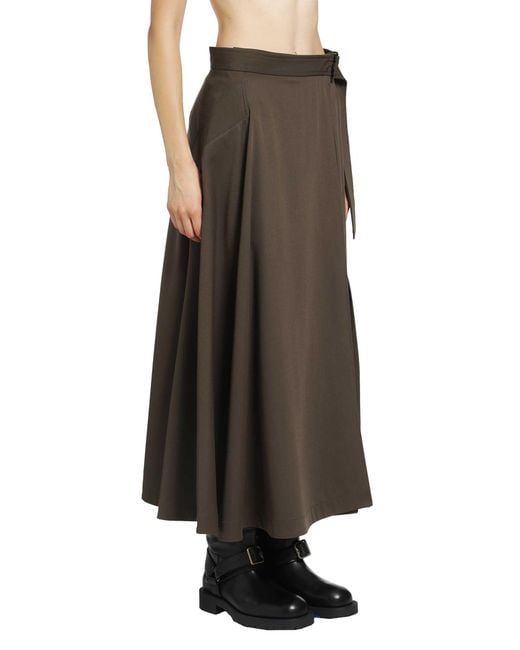 Burberry Brown Wool Twill Midi Skirt