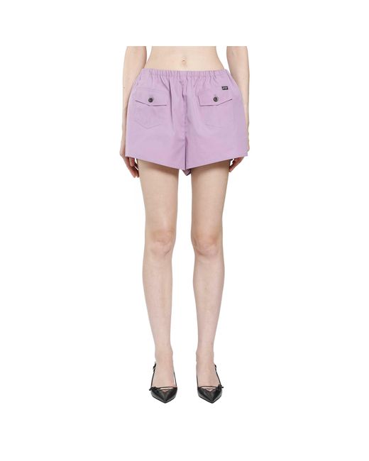 Prada Purple Cotton Poplin Mini Shorts
