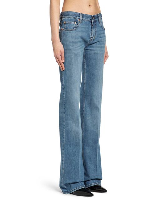 Gucci Blue Flared Stretch Cotton Denim Trousers