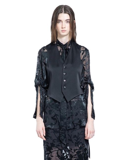 Ann Demeulemeester Blue Dien Standard Collar Long Shirt With Foulard
