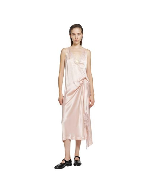 Maison Margiela Pink Silk Slip Midi Dress