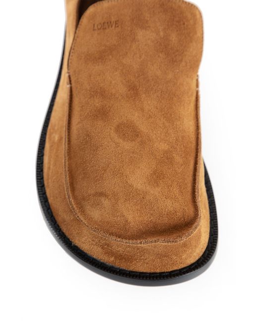 Loewe White Flex Loafers In Suede for men