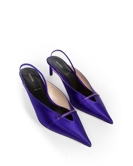 Tom Ford Blue Julianne Satin Slingback Pumps