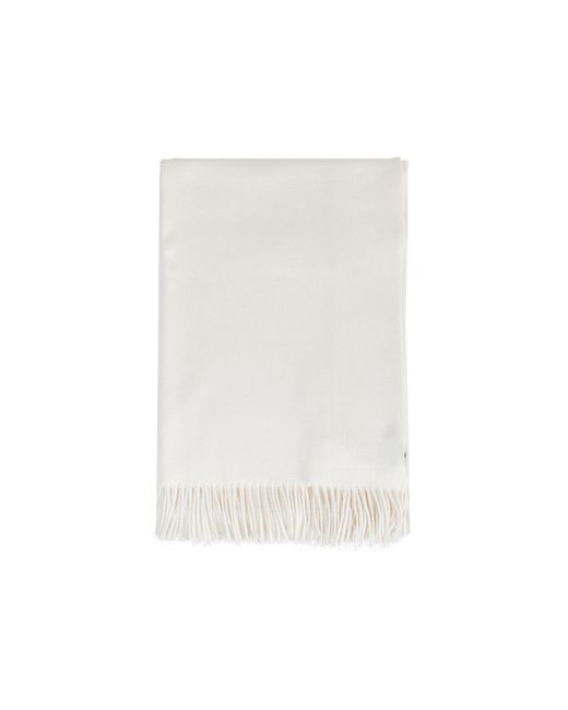 Max Mara White Cashmere Logo Stole