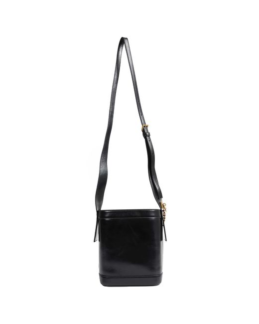 Versace Black Pivot Mini Leather Buket Bag
