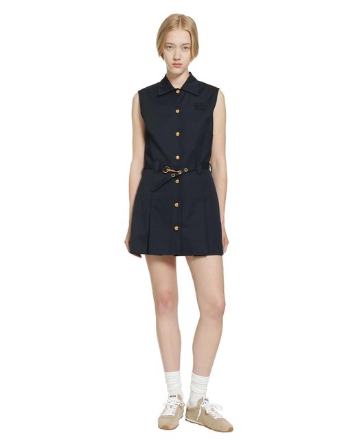 Miu Miu Blue Cotton Gabardine Shirt Mini Dress